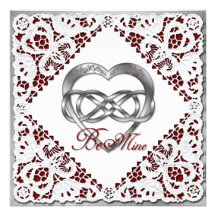 Double Infinity Silver Heart & Lace Custom Invites