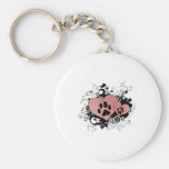 Double Paw Valentine Hearts - Red Key Chain