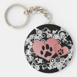Double Paw Valentine Hearts - Red Keychain