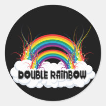DOUBLE RAINBOW ROUND STICKERS