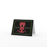Double Red Dragon Greetings Card  blank inside