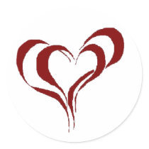 Double Red Hearts Round Sticker