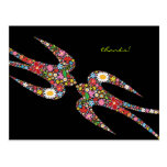 Double Swallows Spring Flowers Thank You Postcard
