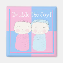 Double the Joy! Twin Baby Girl and Boy Magnet