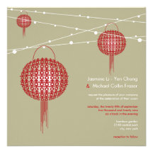 Double Xi Lanterns Chinese Wedding 2in1 Invite