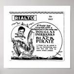 Douglas Fairbanks The Black Pirate vintage film ad Posters