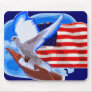Dove in front of American Flag Mouse Pads