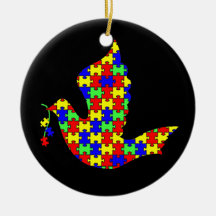 Dove of Hope - Puzzle Pieces Christmas Ornaments