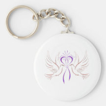 Dove Pink Ribbon Key Chain