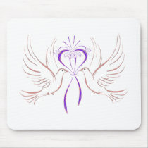 Dove Pink Ribbon mousepads