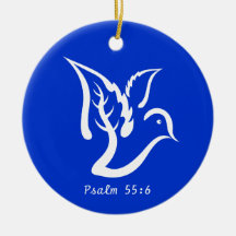 Dove with Olive Branch & Psalm 55:6 Quote Christmas Tree Ornaments