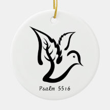 Dove with Olive Branch & Psalm 55:6 Quote Ornaments