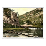 Dovedale, stepping stones, Derbyshire, England cla Post Card