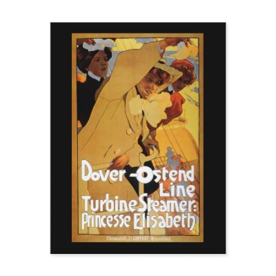 Dover Ostend Line Turbine Steamer Post Cards by vintage_poster