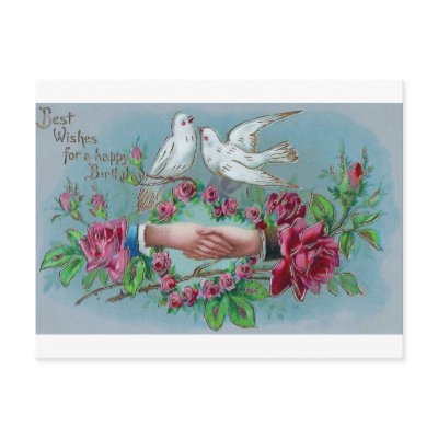 Doves and Handshake Birthday Post Cards