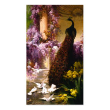 Doves and Peacocks in a Garden Business Cards