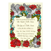 Doves and Roses in Cream (Wedding Invitation)