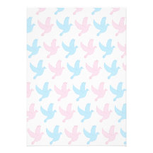 Doves in pink and Blue Card Announcement