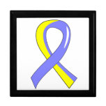 Down Syndrome Blue Yellow Ribbon 3 Jewelry Box