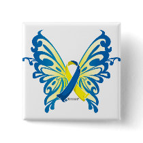 Down Syndrome Butterfly Ribbon Pins