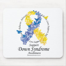 Down Syndrome Ribbon of Butterflies Mouse Mats