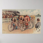 Down to the line - Vintage Cycling Sports Fan Poster