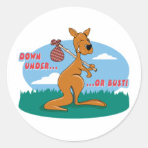 Down Under Or Bust Sticker