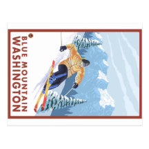 Downhhill Snow Skier - Blue Mountain, Washington Post Card