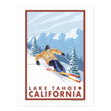 Downhhill Snow Skier - Lake Tahoe, California Post Cards