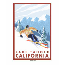 Downhhill Snow Skier - Lake Tahoe, California Tshirt
