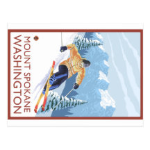 Downhhill Snow Skier - Mount Spokane, Washington Postcard