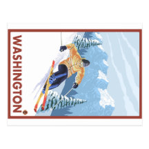Downhhill Snow Skier - Washington Postcard