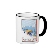 Downhhill Snow Skier - Whistler, BC Canada Mugs