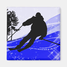 Downhill on the Ski Slope Fridge Magnets