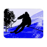 Downhill on the Ski Slope Rectangular Magnet