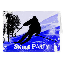 Downhill on the Ski Slopes Ski Party cards