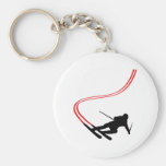 downhill ski skiing red track key chain