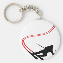 downhill ski skiing red track key chains