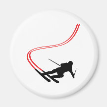 downhill ski skiing red track refrigerator magnet