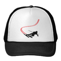 downhill ski skiing red track trucker hats