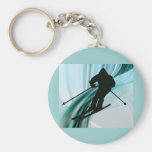 Downhill Skier on Icy Ribbons Keychain