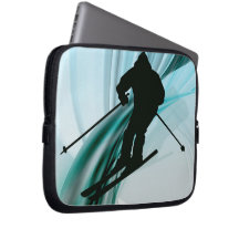 Downhill Skier on Icy Ribbons Laptop Computer Sleeve