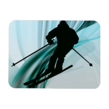 Downhill Skier on Icy Ribbons Rectangle Magnets