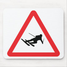 downhill skiing ski warning sign mouse mats