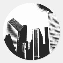 Downtown Chicago Round Sticker