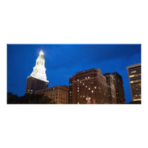 Downtown Hartford Connecticut at Night Rack Card Design