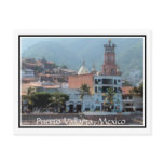 downtown Puerto Vallarta with border postcard