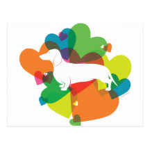 Doxie Colourful Heart Design Postcards