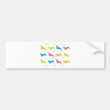Doxie Colourful Hearts and Stars Bumper Sticker