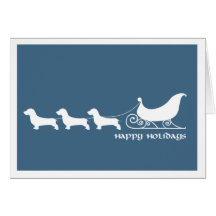 Doxies (Wirehaired) Pulling Santa's Sleigh Cards